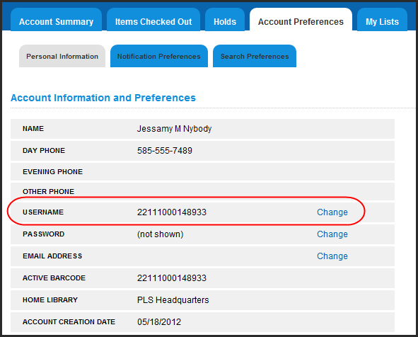 Opac MyAccount AccountPreferences PersonalInformation Username.png Opac MyAccount AccountPreferences PersonalInformation Username.png