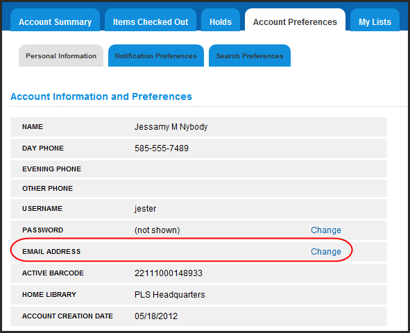 Opac MyAccount AccountPreferences PersonalInformation Email.png Opac MyAccount AccountPreferences PersonalInformation Email.png