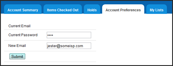 Opac MyAccount AccountPreferences PersonalInformation Email New-Submit.png Opac MyAccount AccountPreferences PersonalInformation Email New-Submit.png